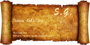 Sass Géza névjegykártya